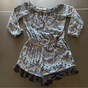 Blue quarter sleeve romper